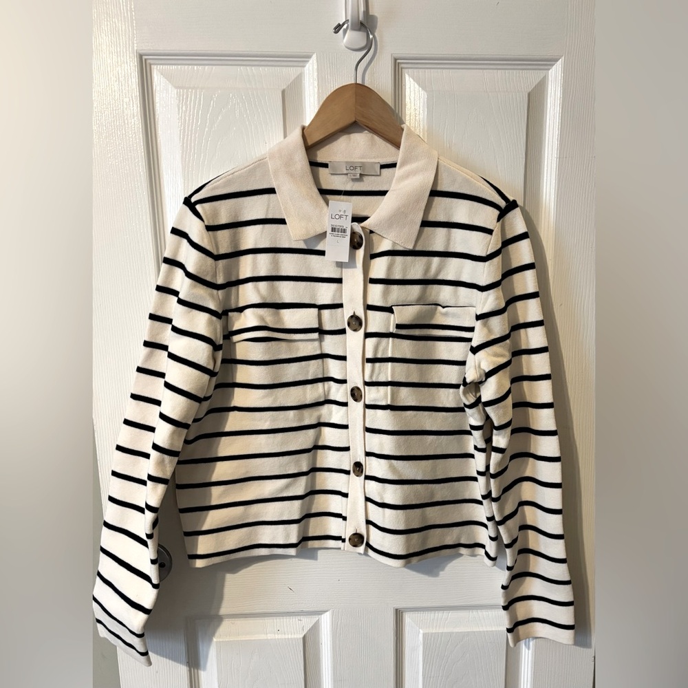 NWT Ann Taylor Loft Collared Cardigan Size Large